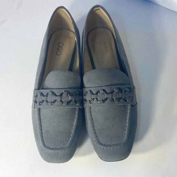 Cato SZ 8 gray suede square toe classic loafer office essential street style - Picture 1 of 9